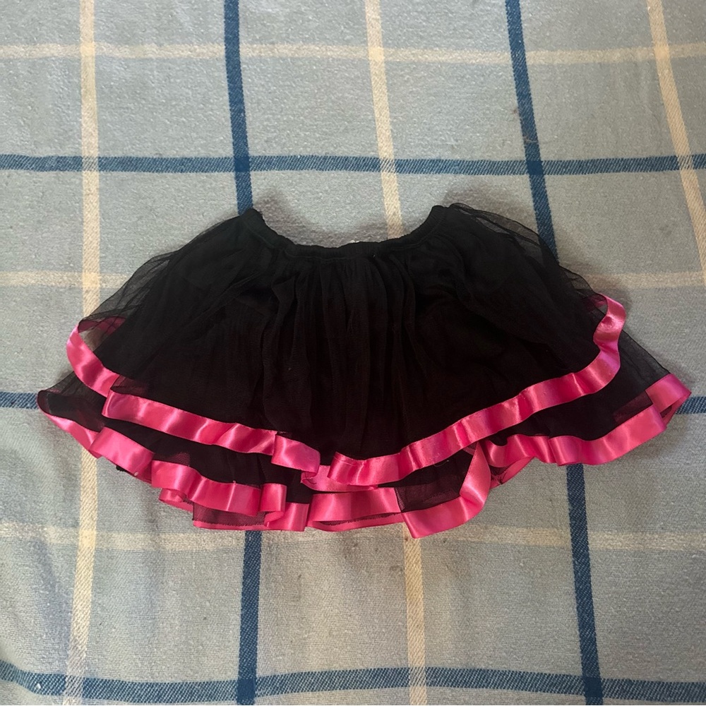 Black and Pink Mesh Micro Mini Skirt